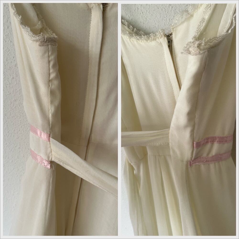 Vintage 70s Gunne Sax Prairie Dress Maxi Ivory Cottagecore Wedding // Size XXS - Picture 6 of 6